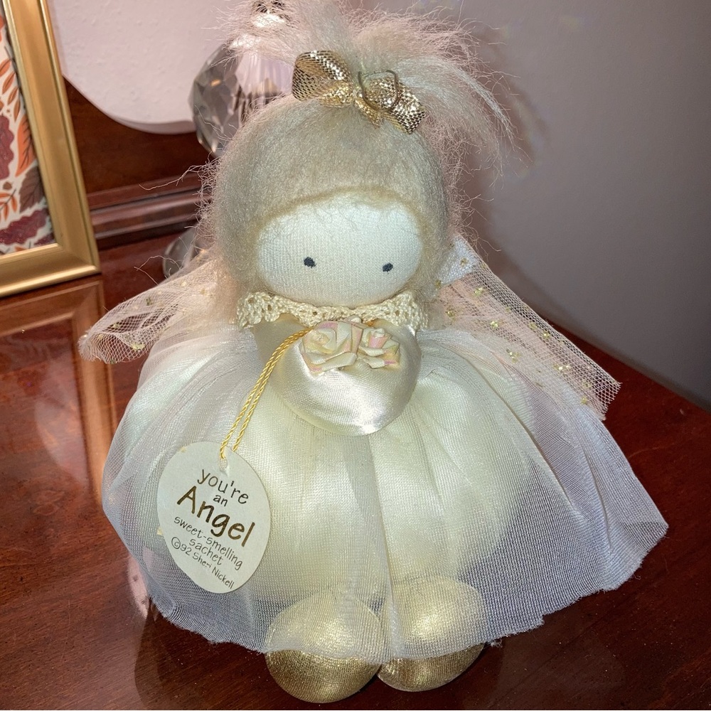 RARE Vintage 90s Angel Sachet Baby Girl Baptism Gift Retro Collectible Decor